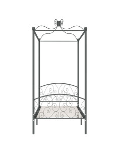 Letto a Baldacchino Grigio in Metallo 100x200 cm 2