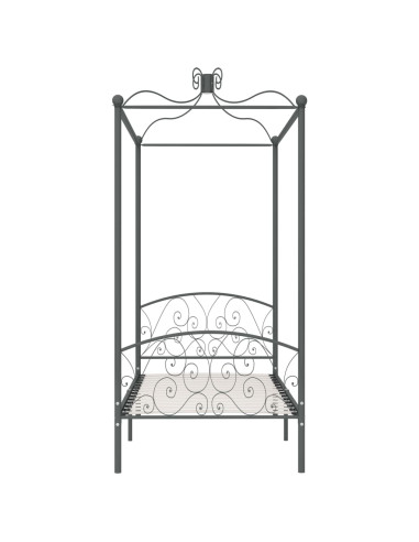 Letto a Baldacchino Grigio in Metallo 100x200 cm