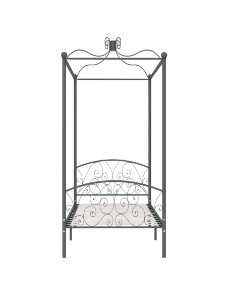 Letto a Baldacchino Grigio in Metallo 100x200 cm