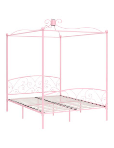 Giroletto a Baldacchino Rosa in Metallo 180x200 cm