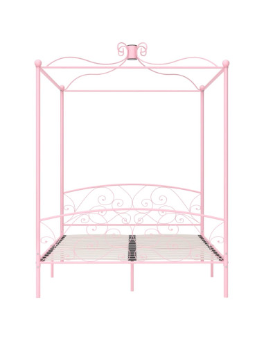 Giroletto a Baldacchino Rosa in Metallo 180x200 cm