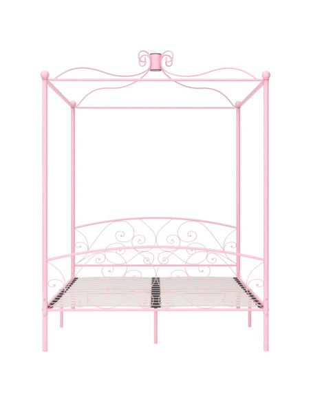 Giroletto a Baldacchino Rosa in Metallo 180x200 cm