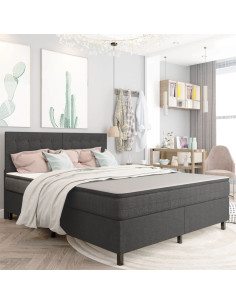 Letto a Molle Grigio Scuro in Tessuto 180x200 cm