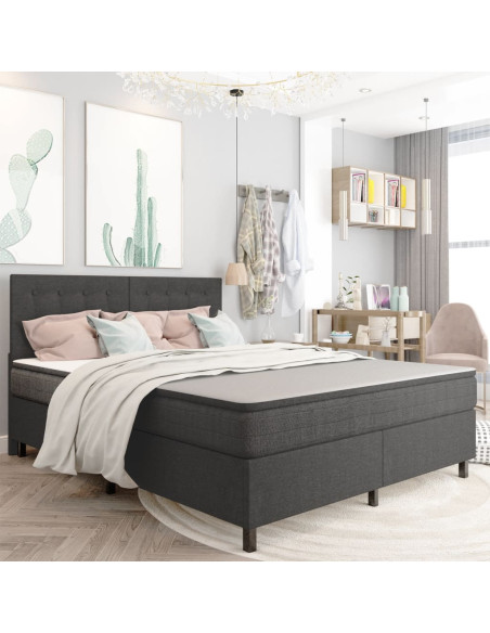 Letto a Molle Grigio Scuro in Tessuto 180x200 cm