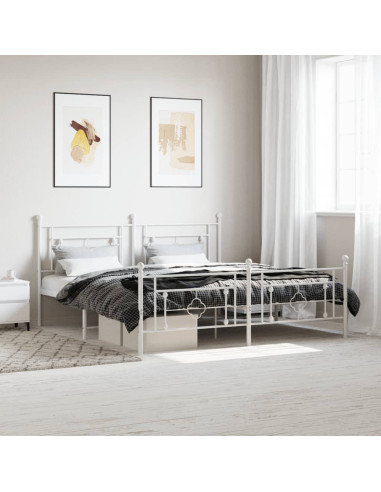 Giroletto con Testiera e Pediera Metallo Bianco 180x200 cm