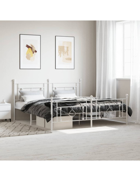 Giroletto con Testiera e Pediera Metallo Bianco 180x200 cm