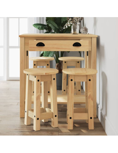 Set da Bar 5 pz in Legno Massello di Pino