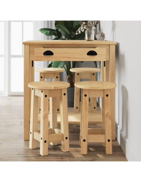 Set da Bar 5 pz in Legno Massello di Pino