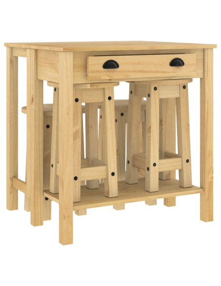 Set da Bar 5 pz in Legno Massello di Pino