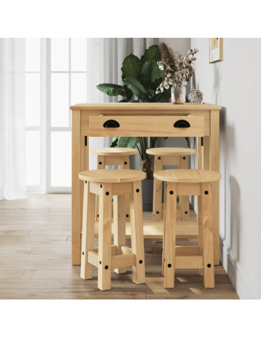 Set da Bar 5 pz in Legno Massello di Pino