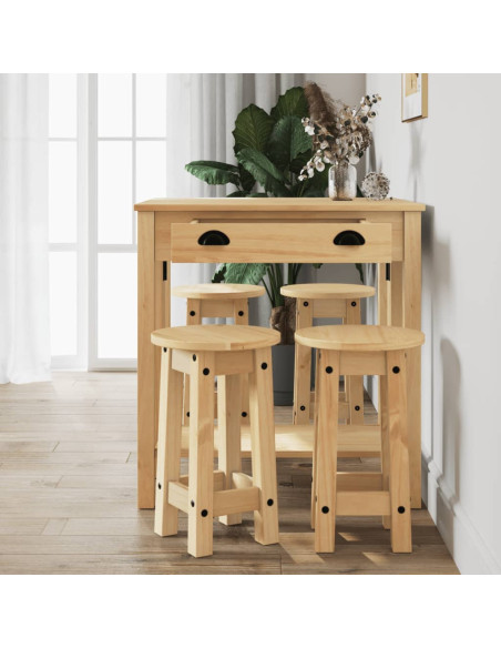 Set da Bar 5 pz in Legno Massello di Pino