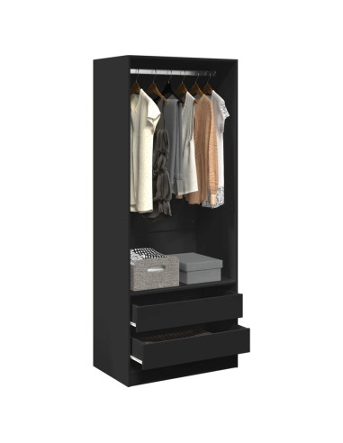 Armadio Nero 80x50x200 cm in Legno Multistrato