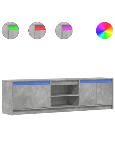 Mobile Porta TV con LED Grigio Cemento 180x34x50cm Truciolato