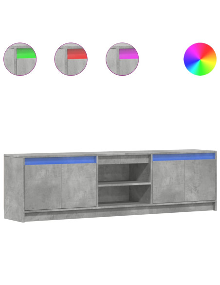 Mobile Porta TV con LED Grigio Cemento 180x34x50cm Truciolato