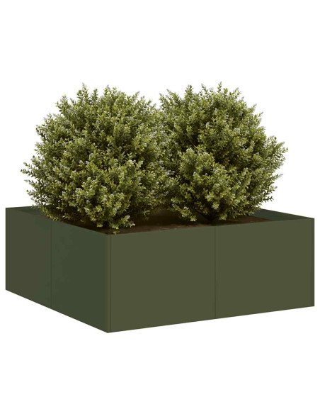Fioriera Verde Oliva 80x80x30 cm in Acciaio