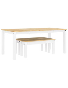 Set da Pranzo 3 pz PANAMA Bianco in Legno Massello di Pino 2