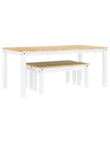 Set da Pranzo 3 pz PANAMA Bianco in Legno Massello di Pino