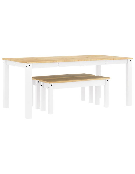 Set da Pranzo 3 pz PANAMA Bianco in Legno Massello di Pino