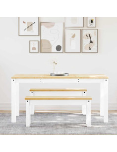 Set da Pranzo 3 pz PANAMA Bianco in Legno Massello di Pino