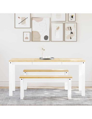 Set da Pranzo 3 pz PANAMA Bianco in Legno Massello di Pino