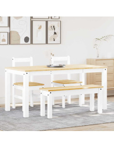 Set da Pranzo 4 pz PANAMA Bianco in Legno Massello di Pino