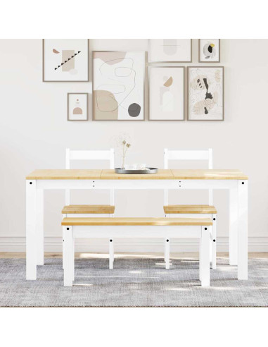 Set da Pranzo 4 pz PANAMA Bianco in Legno Massello di Pino