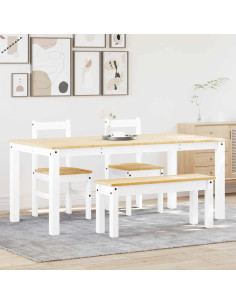 Set da Pranzo 4 pz PANAMA Bianco in Legno Massello di Pino