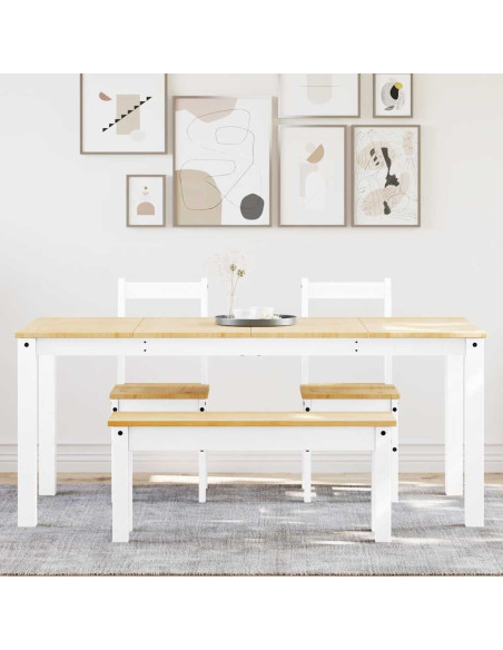 Set da Pranzo 4 pz PANAMA Bianco in Legno Massello di Pino