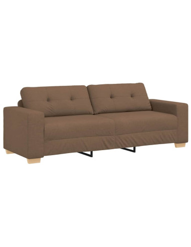 Divano 3 pcs Marrone 221 x 80 x 80 cm Tessuto misto lino