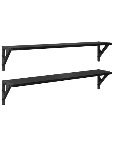 Scaffali da parete 2 pcs Rovere Nero 80 x 15 x 15,5 cm