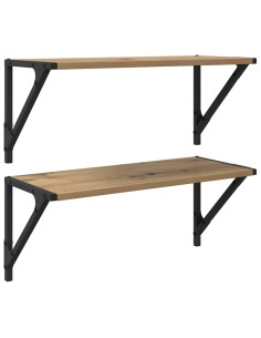 Scaffali da parete 2 pcs Rovere artigianale 60 x 25 x 25,5 cm 2
