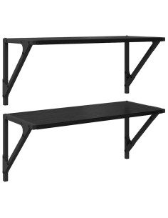 Scaffali da parete 2 pcs Rovere Nero 60 x 25 x 25,5 cm 2