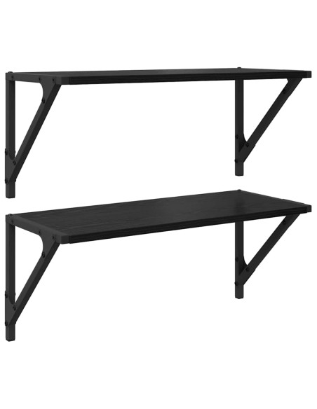 Scaffali da parete 2 pcs Rovere Nero 60 x 25 x 25,5 cm