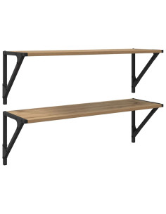 Scaffali da parete 2 pcs Rovere artigianale 80 x 25 x 25,5 cm 2