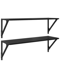 Scaffali da parete 2 pcs Rovere Nero 80 x 25 x 25,5 cm 2