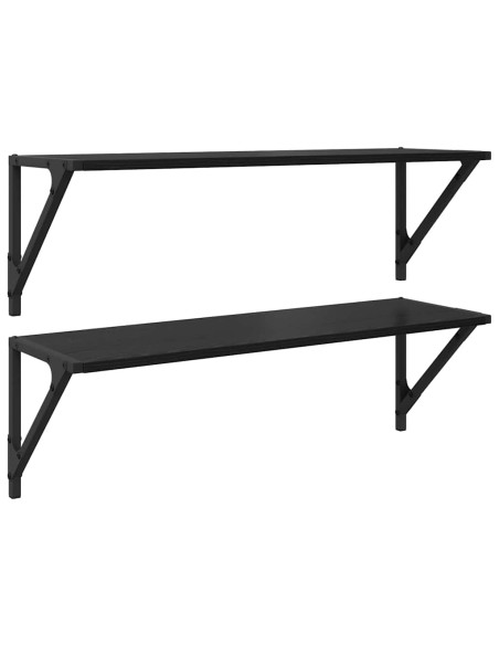 Scaffali da parete 2 pcs Rovere Nero 80 x 25 x 25,5 cm