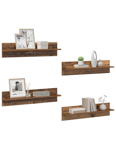 Scaffali da parete 4 pcs Legno vecchio 80 x 11,5 x 18 cm