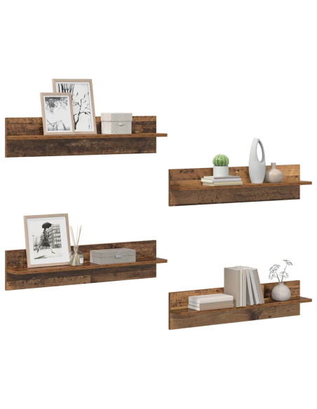 Scaffali da parete 4 pcs Legno vecchio 80 x 11,5 x 18 cm