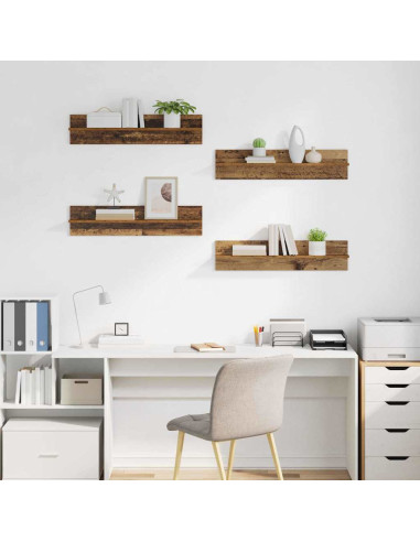 Scaffali da parete 4 pcs Legno vecchio 80 x 11,5 x 18 cm