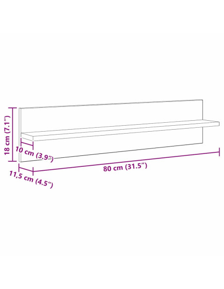 Scaffali da parete 4 pcs Rovere artigianale 80 x 11,5 x 18 cm