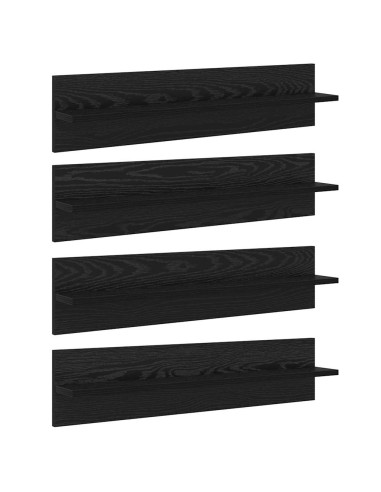 Scaffali da parete 4 pcs Rovere Nero 80 x 11,5 x 18 cm