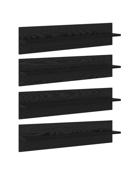 Scaffali da parete 4 pcs Rovere Nero 80 x 11,5 x 18 cm