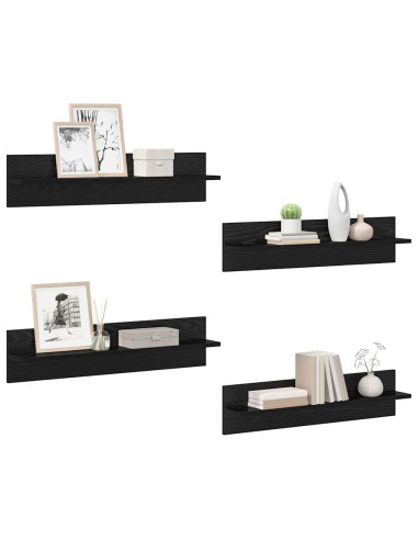 Scaffali da parete 4 pcs Rovere Nero 80 x 11,5 x 18 cm