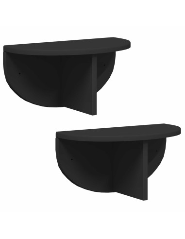 Scaffale da parete 2 pcs Nero 38 x 19 x 19 cm Legno multistrato