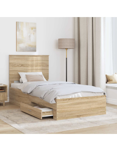 Struttura del letto Rovere Sonoma 90 x 200 cm Legno multistrato