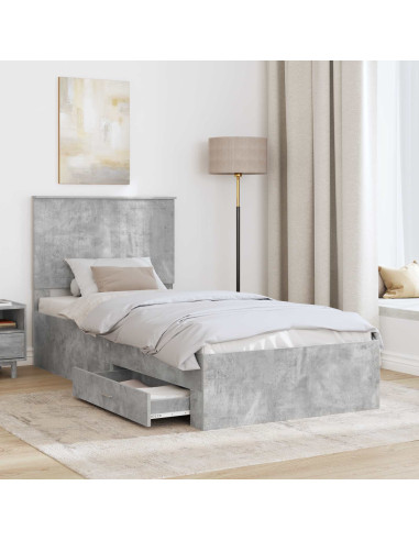 Struttura del letto con testiera Grigio cemento 90 x 200 cm