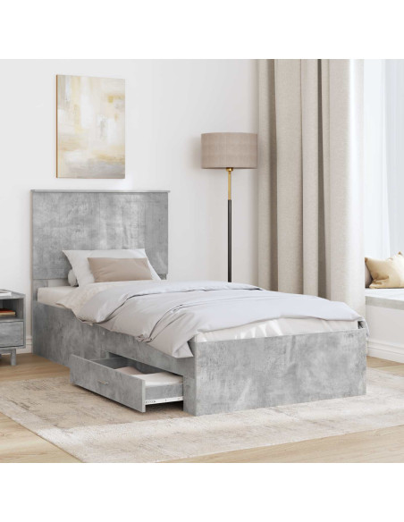 Struttura del letto con testiera Grigio cemento 90 x 200 cm