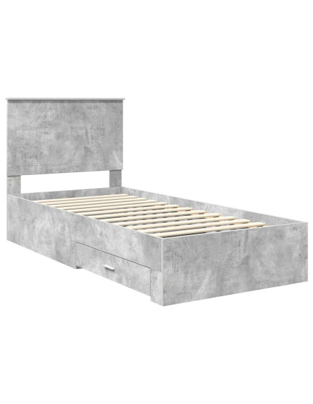 Struttura del letto con testiera Grigio cemento 90 x 200 cm