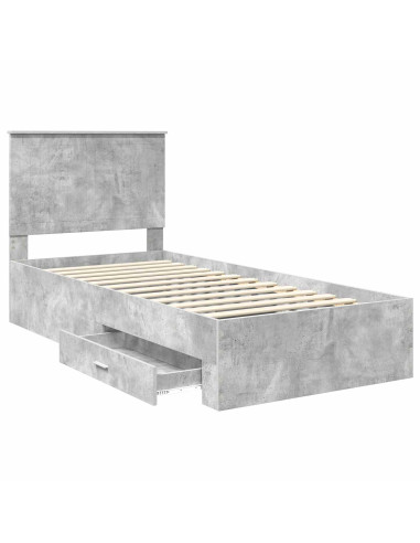 Struttura del letto con testiera Grigio cemento 90 x 200 cm