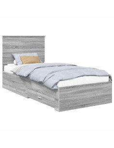 Struttura del letto Grigio Sonoma 90 x 200 cm Legno multistrato 2